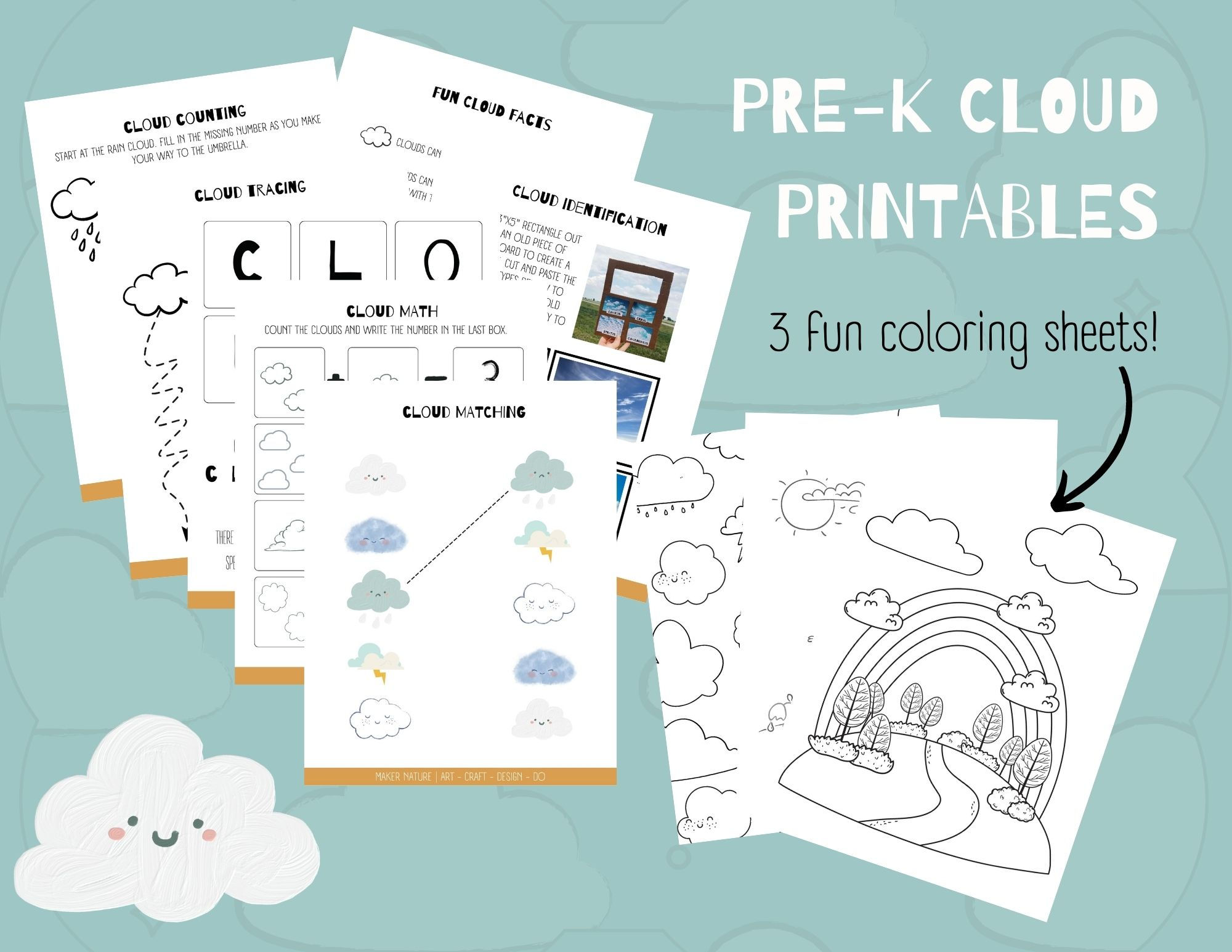 Cloud Themed Learning Activity Printable
