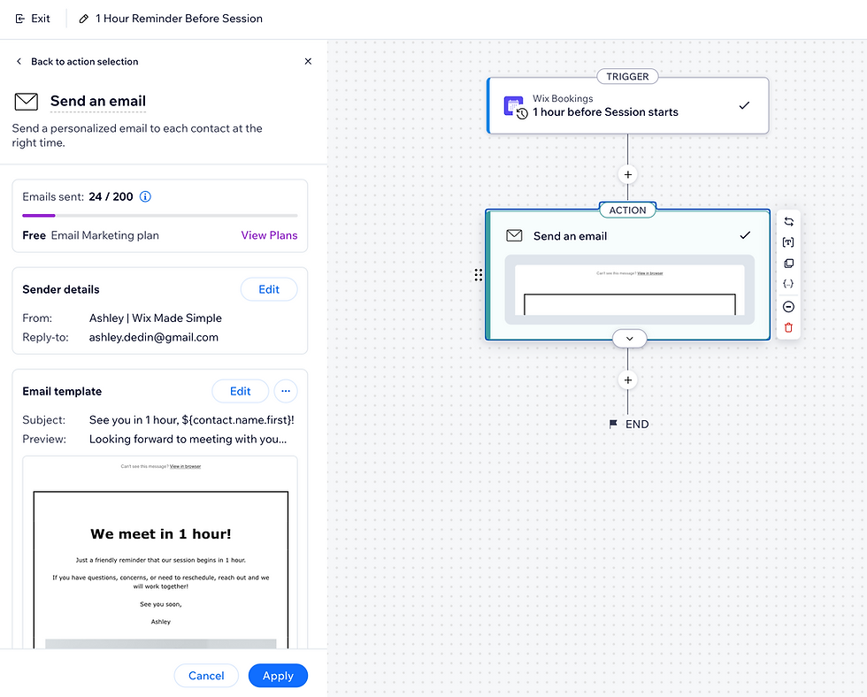 Overview of steps within a Wix Automation