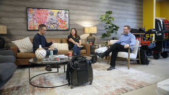 Behind-the-scenes look at Mission's video shoots and production days featuring crew, equipment, and clients on set