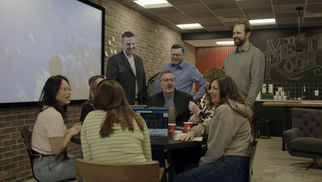 Behind-the-scenes look at Mission's video shoots and production days featuring crew, equipment, and clients on set