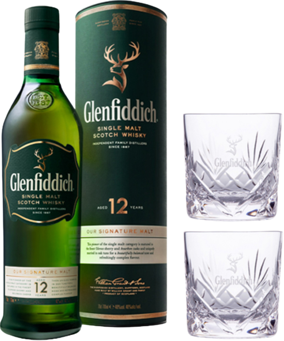 Whisky Glenfiddich 12 Anos C/2 Copos