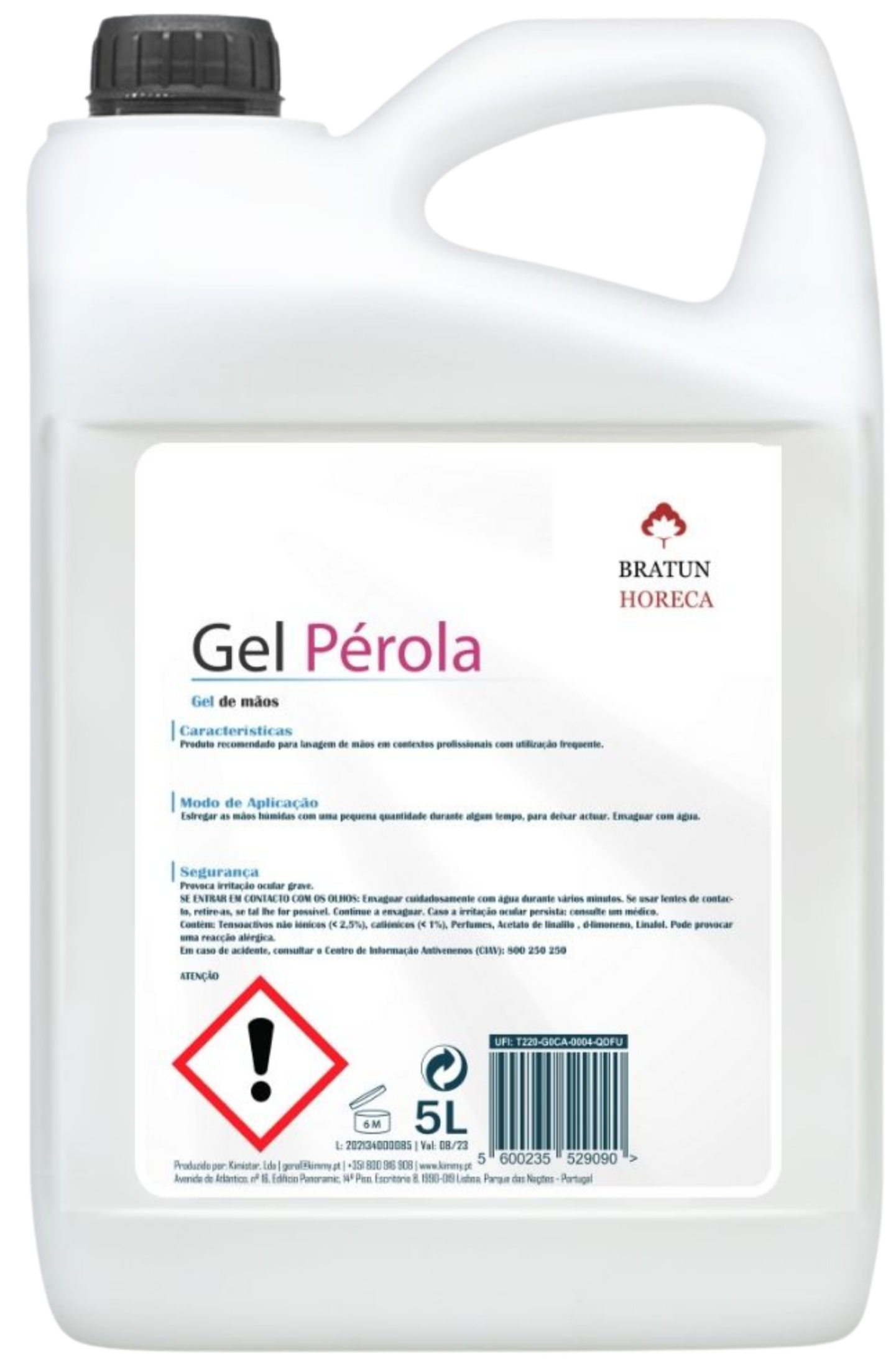 Sabonete Gel Mãos Pérola Bratun 5L