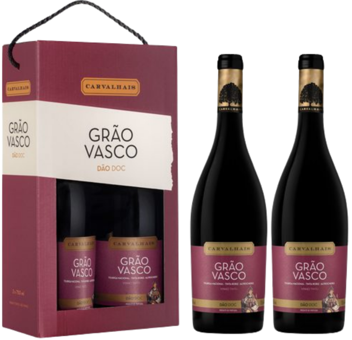 Conjunto 2 Garrafas Vinho Tinho Grão Vasco 0,75L