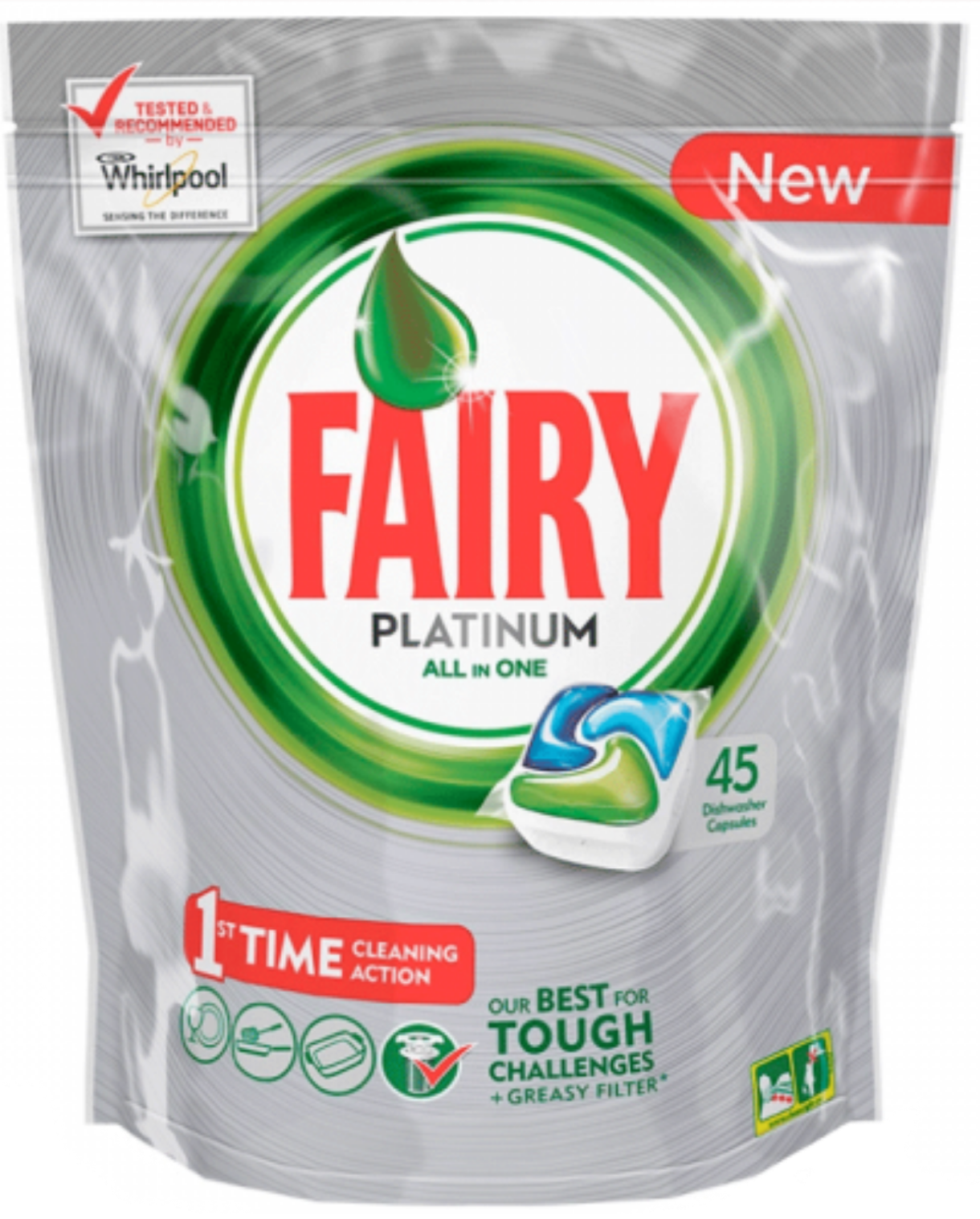 Detergente Máquina Loiça Fairy Platinum Limão 45 Unidades