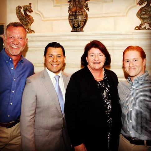 Assemblymember Eduardo Garcia, Senate President pro Tempore Toni Atkins, Josh Zipperman at home of Brian Rix