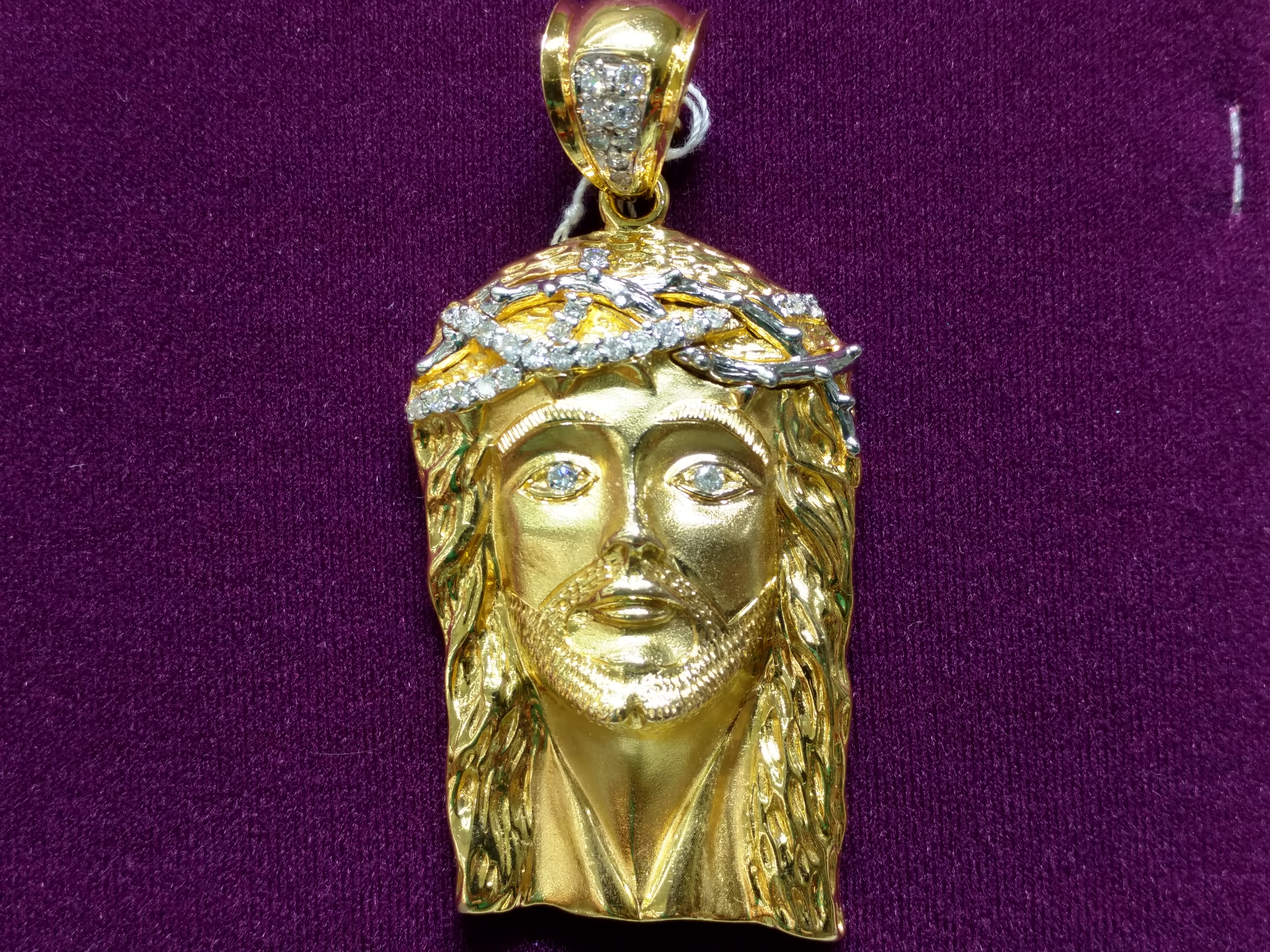 Jesus Head White Diamond Crown 14K (84mm)