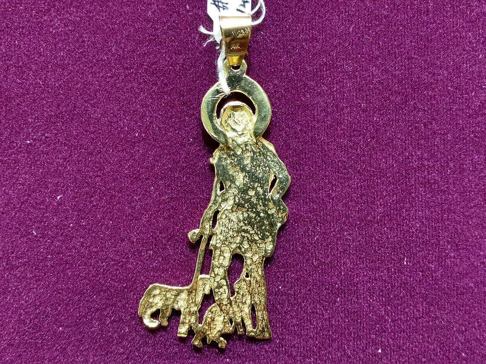 Thumbnail: Solid Saint Lazarus Pendant White Halo 14K (80mm)