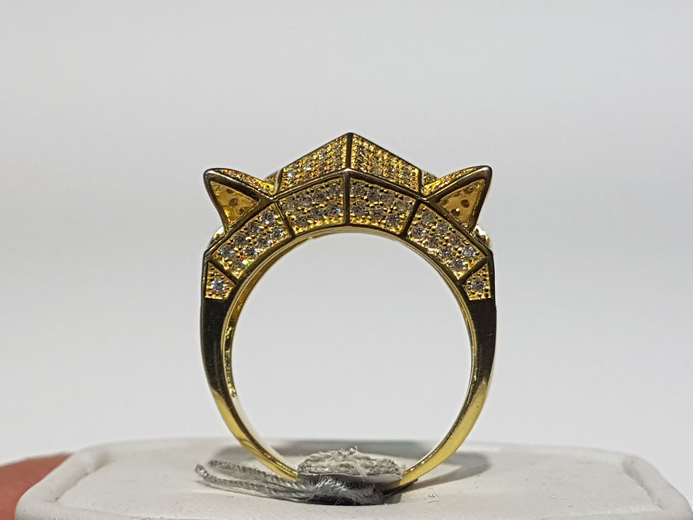 Thumbnail: Iced-Out Pave Edgy Panther Ring Silver
