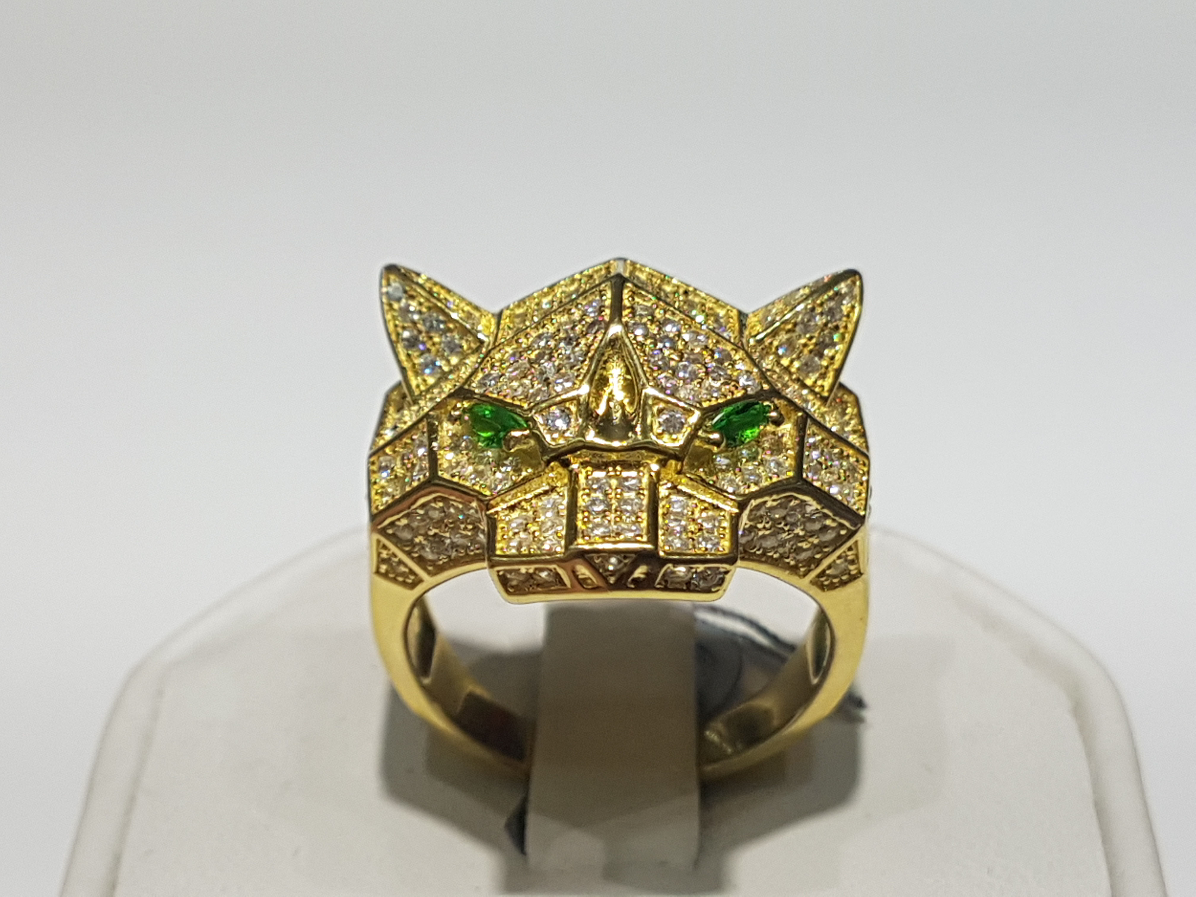 Iced-Out Pave Edgy Panther Ring Silver