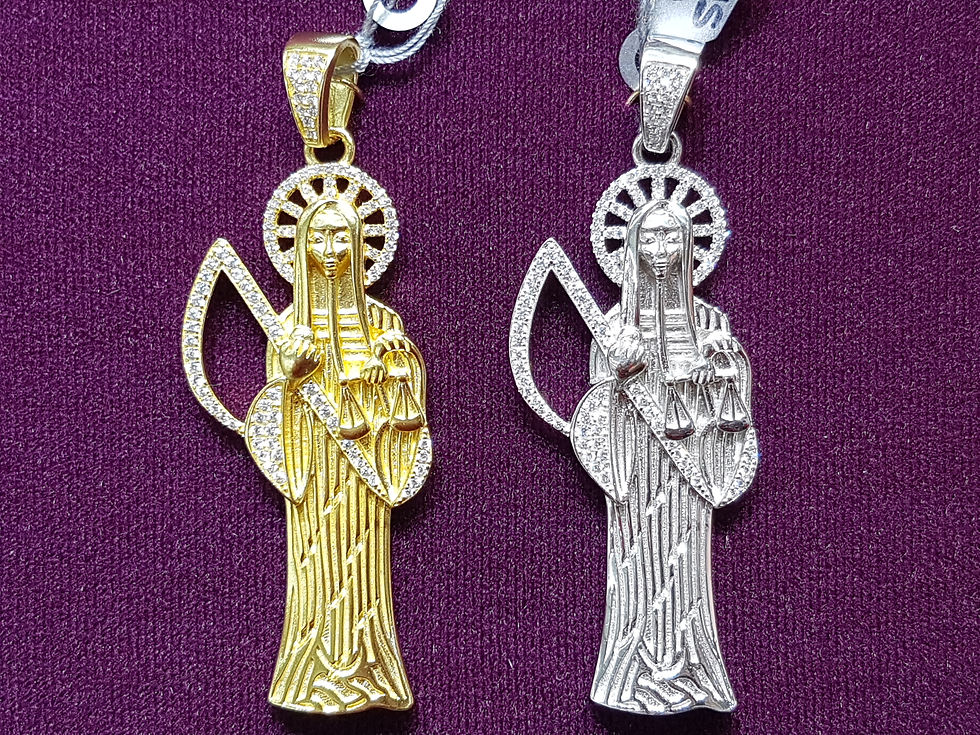 Thumbnail: Santa Muerte CZ Silver Pendant
