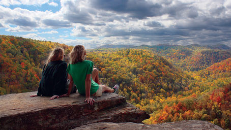 Fall foliage overlooking the Bluestone Gorge at Pipestem Resort State Park in Summers County, West Virginia