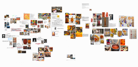 A growing visual research library of image references, notes, keywords, and material inspiration mapping the project’s early design direction.