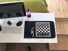 Echiquier fabriqué en tissus Jean Denim avec contour bleu - Jeu d'échecs aimanté Enroulable avec option de personnalisation