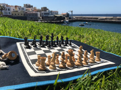 Echiquier fabriqué en tissus Jean Denim avec contour bleu - Jeu d'échecs aimanté Enroulable avec option de personnalisation
