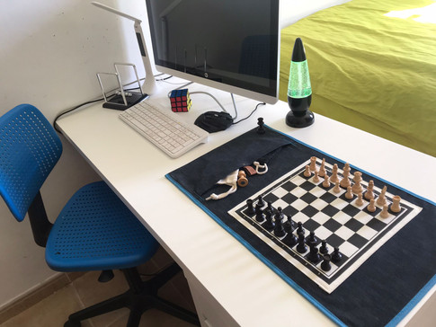 Echiquier fabriqué en tissus Jean Denim avec contour bleu - Jeu d'échecs aimanté Enroulable avec option de personnalisation