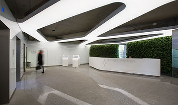 Luna Custom LED Lighting System used in a foyer at an office tower in Poland
