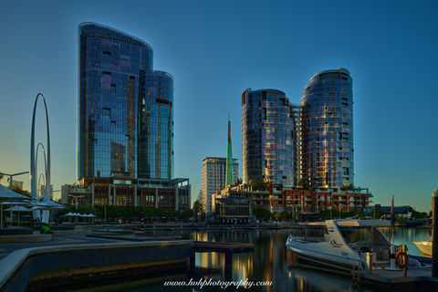 Elizabeth Quay Perth, Swan River waterfront, Perth city skyline, modern architecture WA, luxury boats marina, waterfront reflections, urban landscape photography, Perth sunrise light, Western Australia travel, city waterfront scenes