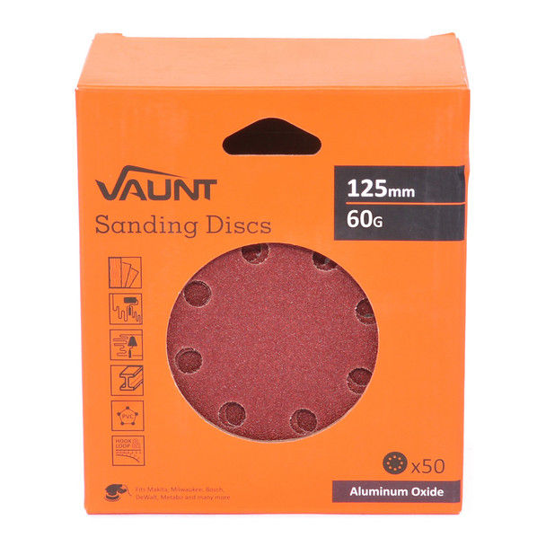 Vaunt 125mm 60 grit sanding discs - pack of 50