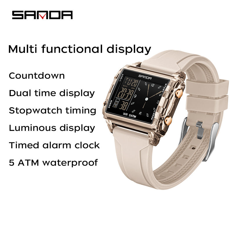 Thumbnail: SANDA 6273 Dual Display Sports Watch – Waterproof Analog & Digital Wristwatch