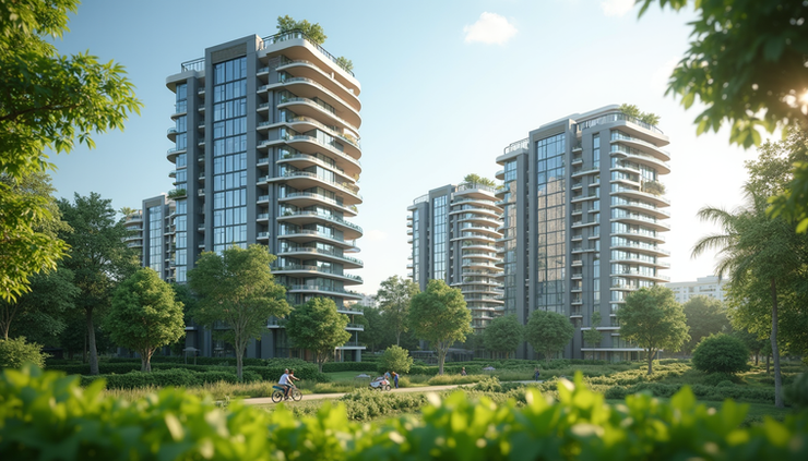 Eye-level view of Sobha Windsor luxury residential towers in Whitefield