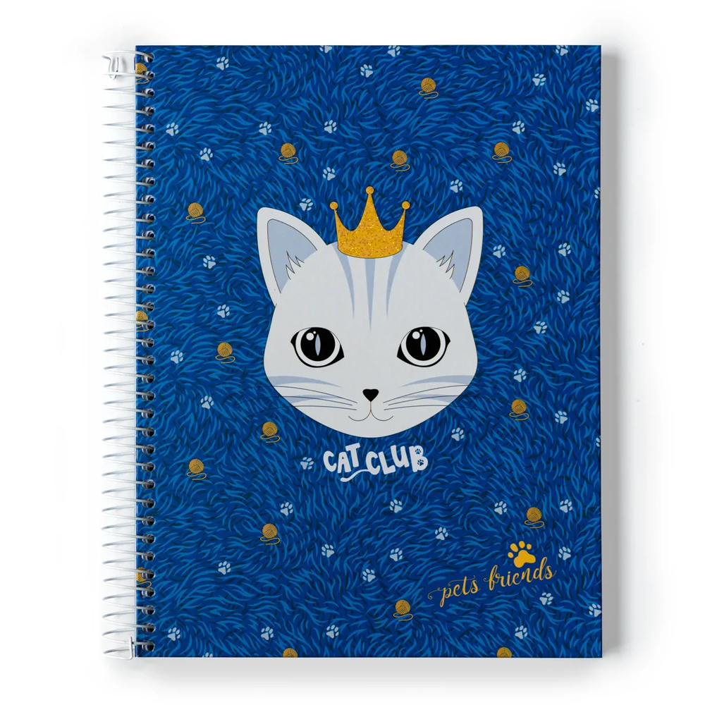 Ambar A5 Hardcover Spiral Book 100 Sheets Lined - Pets Friends Cat Club