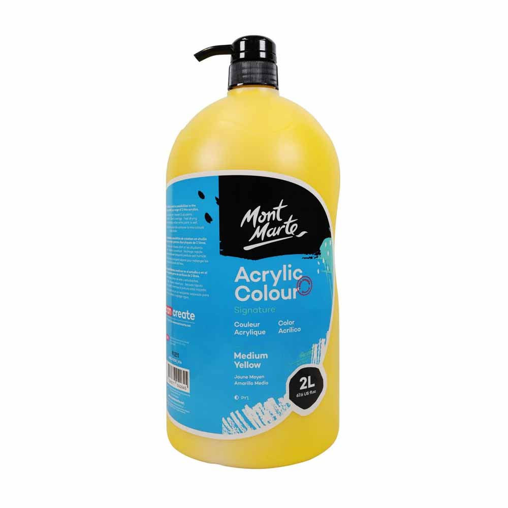 Mont Marte Acrylic Colour Paint 2L - Medium Yellow