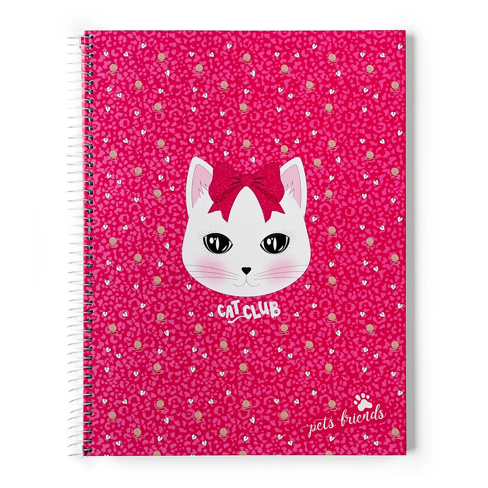 الصورة المصغرة: Ambar A4 Hardcover Spiral Book 100 Sheets Lined - Pets Friends Cat Club