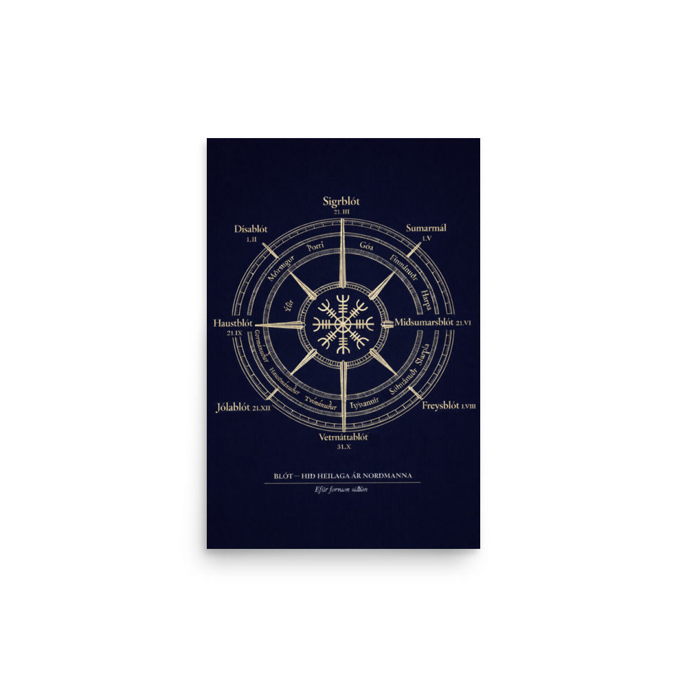 Norse Blót Calendar Poster | Viking Ritual Year Wheel | Pagan Seasonal Festivals