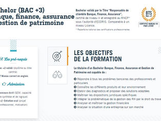 Bachelor Banque, finance, assurance & gestion de patrimoine