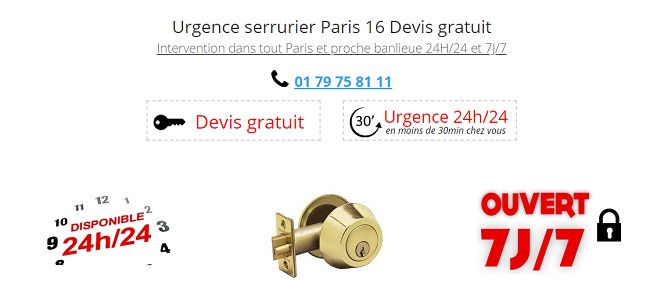ouverture de porte paris 16 pas cher