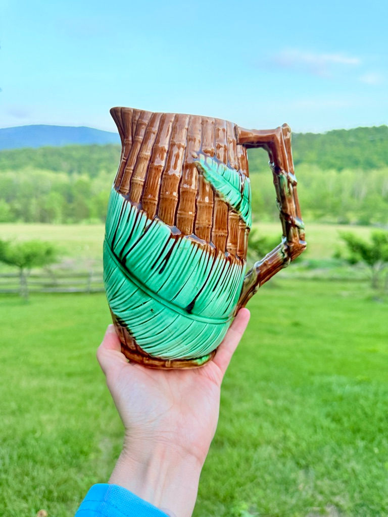 Wardle & Co. Majolica Bamboo Pitcher