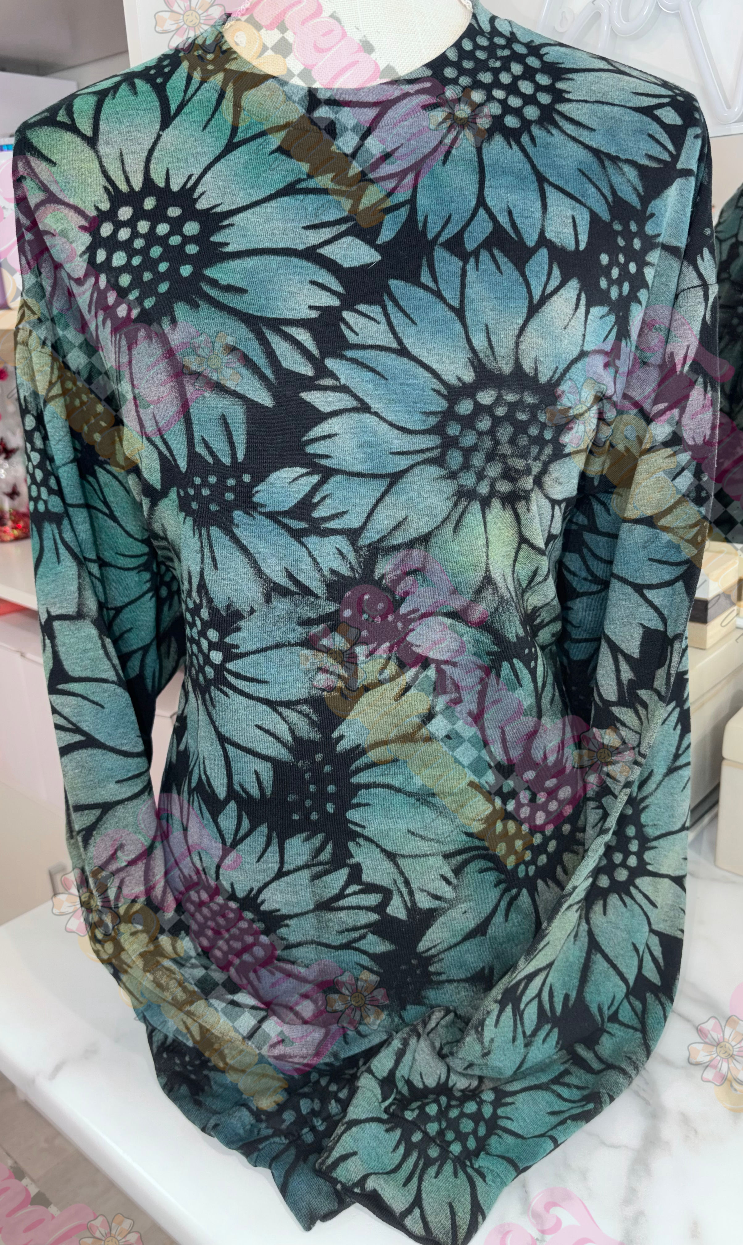 Sunflowers Ice Dye Long Sleeve