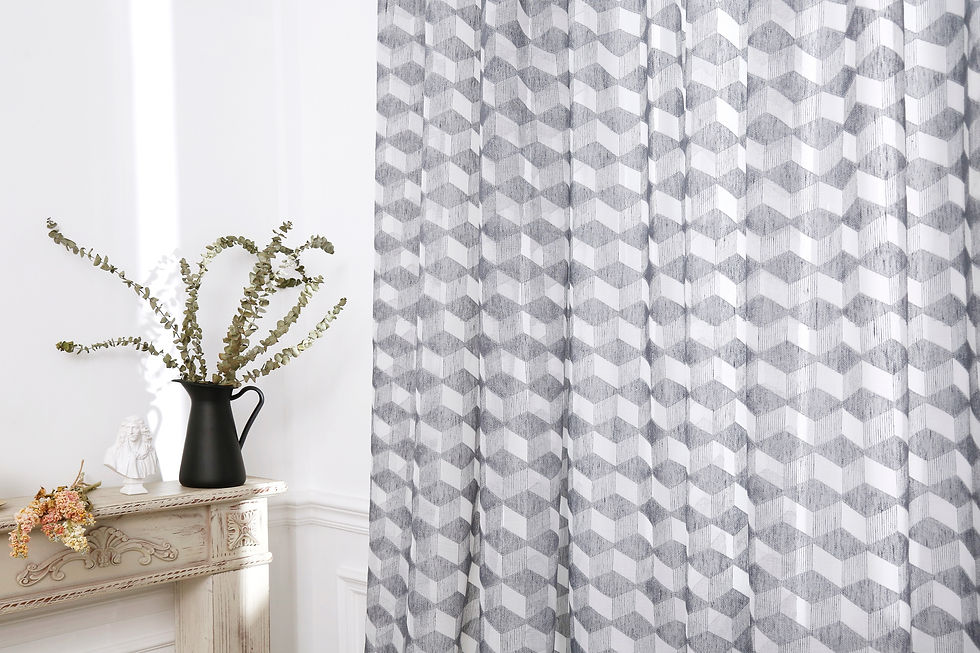 Three-dimensional square pattern Voile Nordic industrial style plain sheer curt