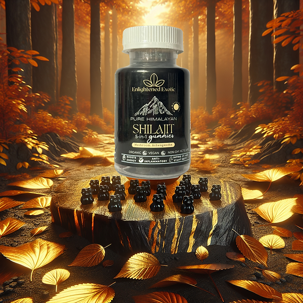 Raw Shilajit Gummies in natural form on a wooden surface