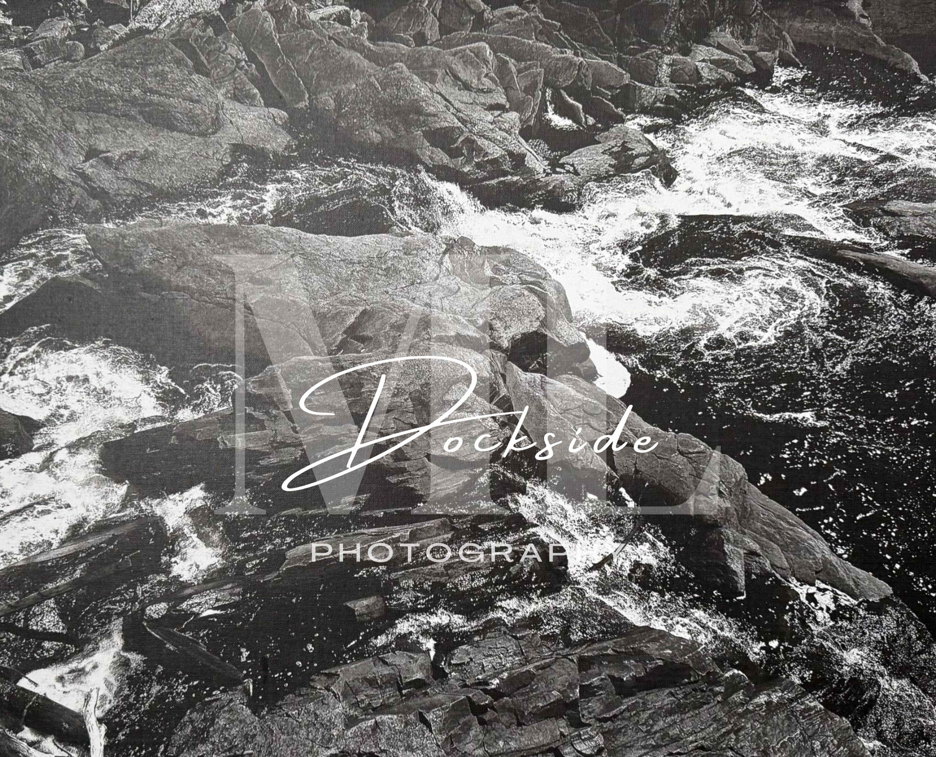 Rushing Water 24 x 36 Black and White Canvas