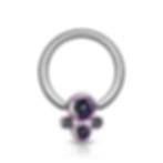 Bead Rings With 4 Bezel Set CZ Cluster Black Gem