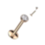Rose Gold Bar Round Clear Gem Labret
