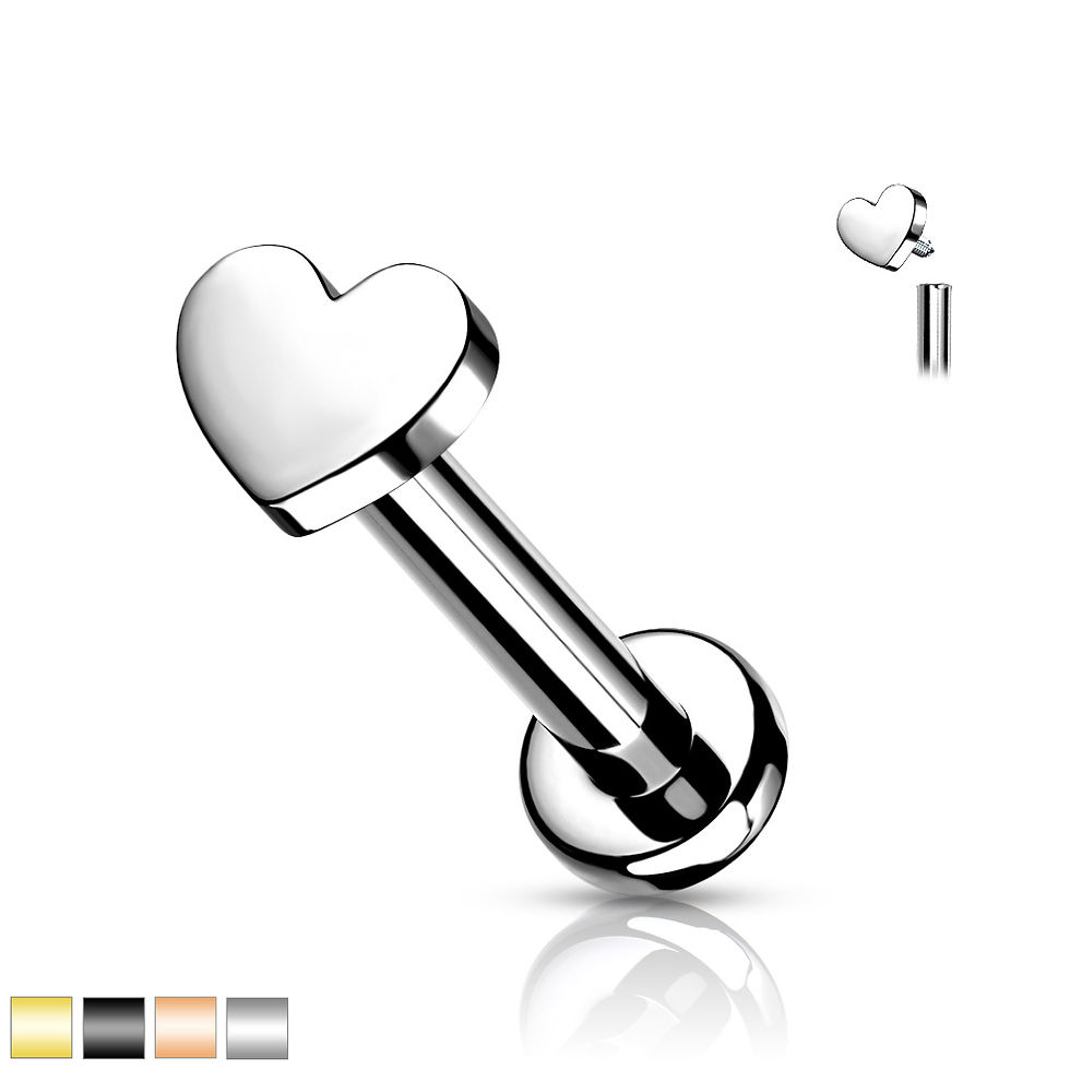 Internally Threaded Heart Labret Silver