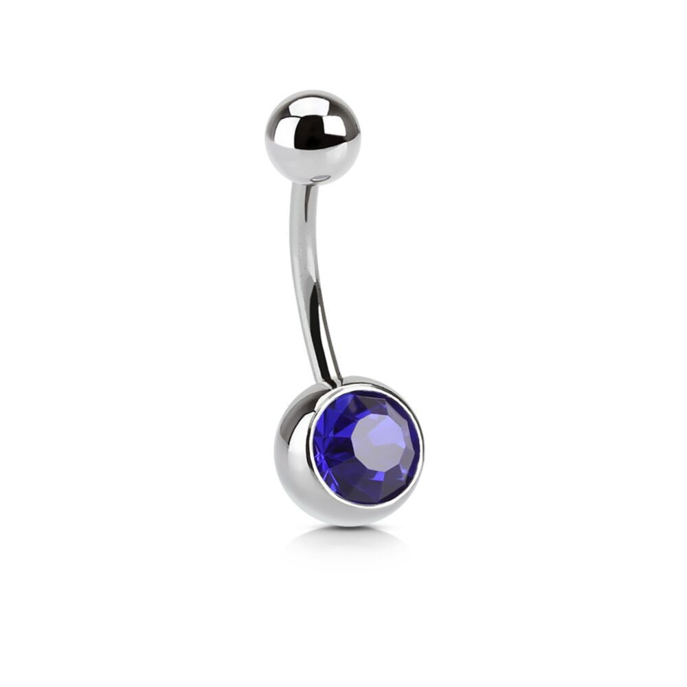 Blue Gem Steel Navel Bar