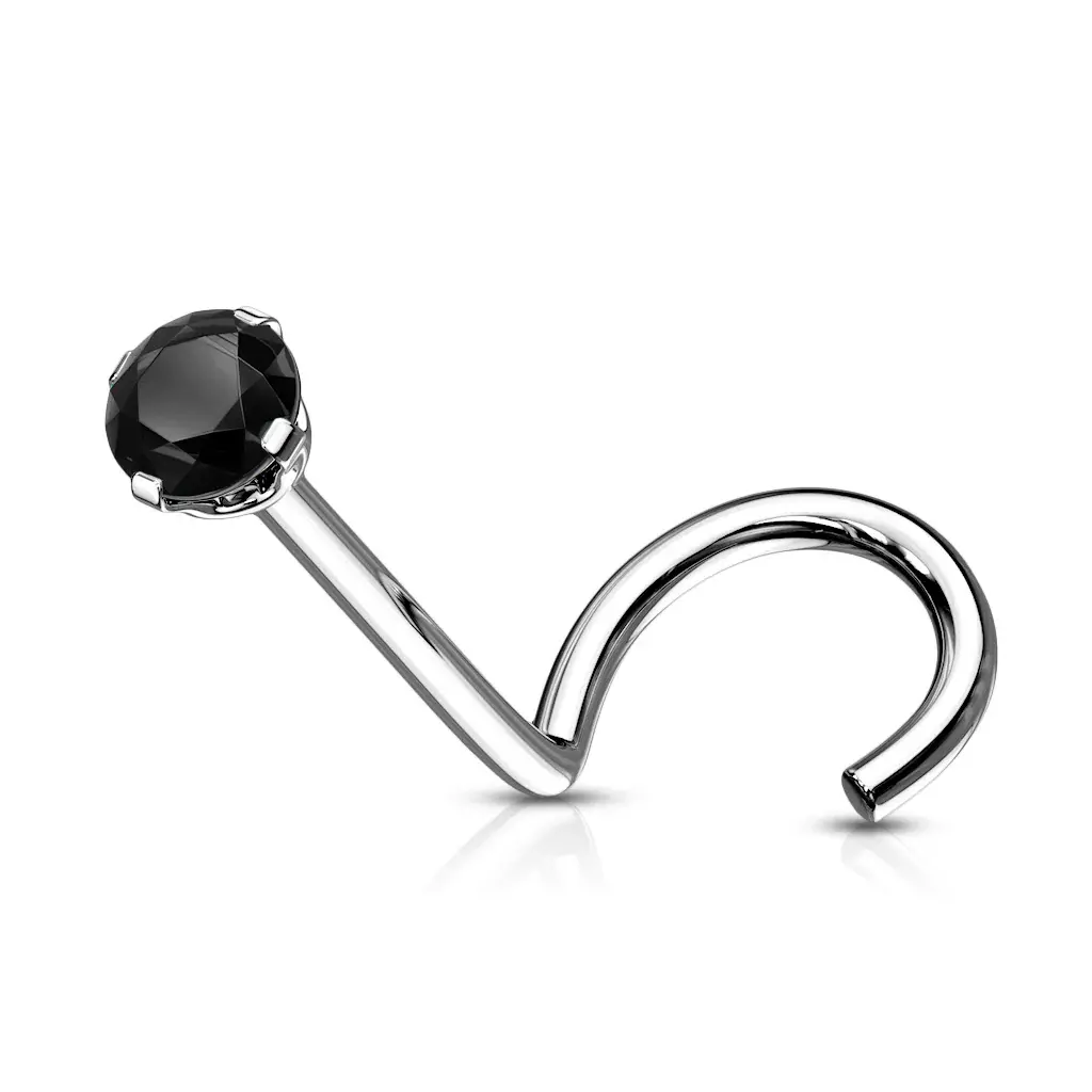 Black Gem Corkscrew Nose Stud