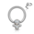 Bead Rings With 4 Bezel Set CZ Cluster Clear Gem