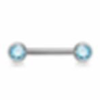 Nipple Bar with 2 Light Blue Gems