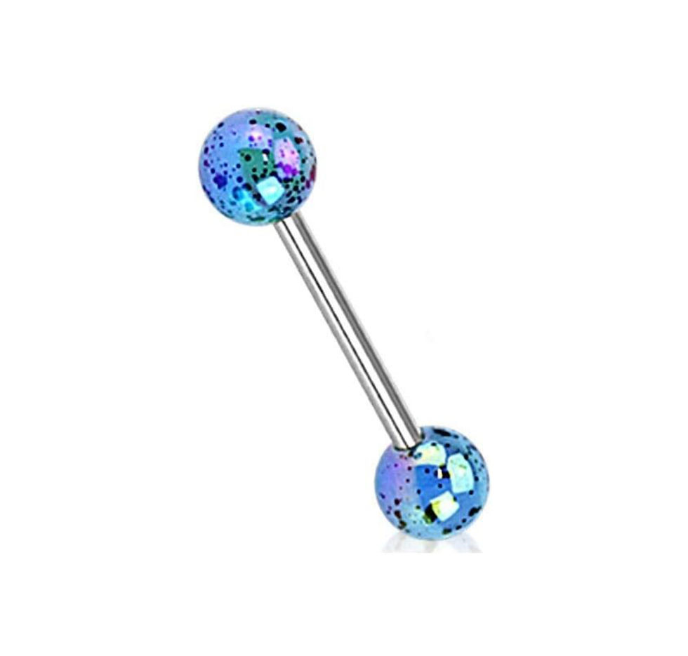 Silver Bar with 2 Metallica Blue Balls