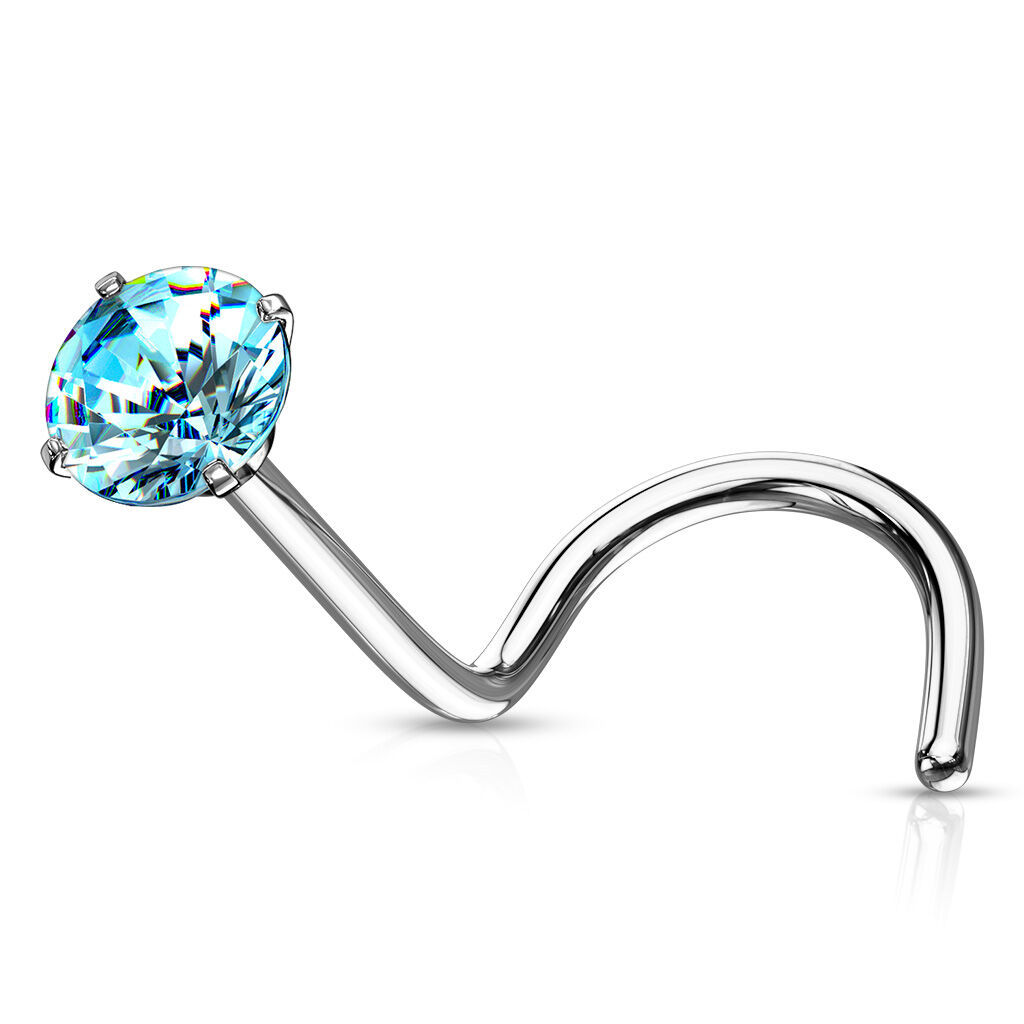 Blue Gem Corkscrew Nose Stud