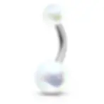 White Metallic Navel Bar