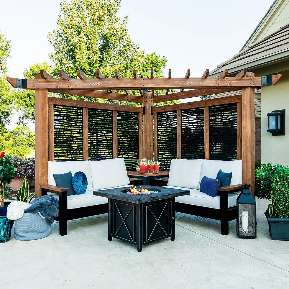 Thumbnail: Tuscany Corner Pergola with Conversation Seating… - Backyard Discovery