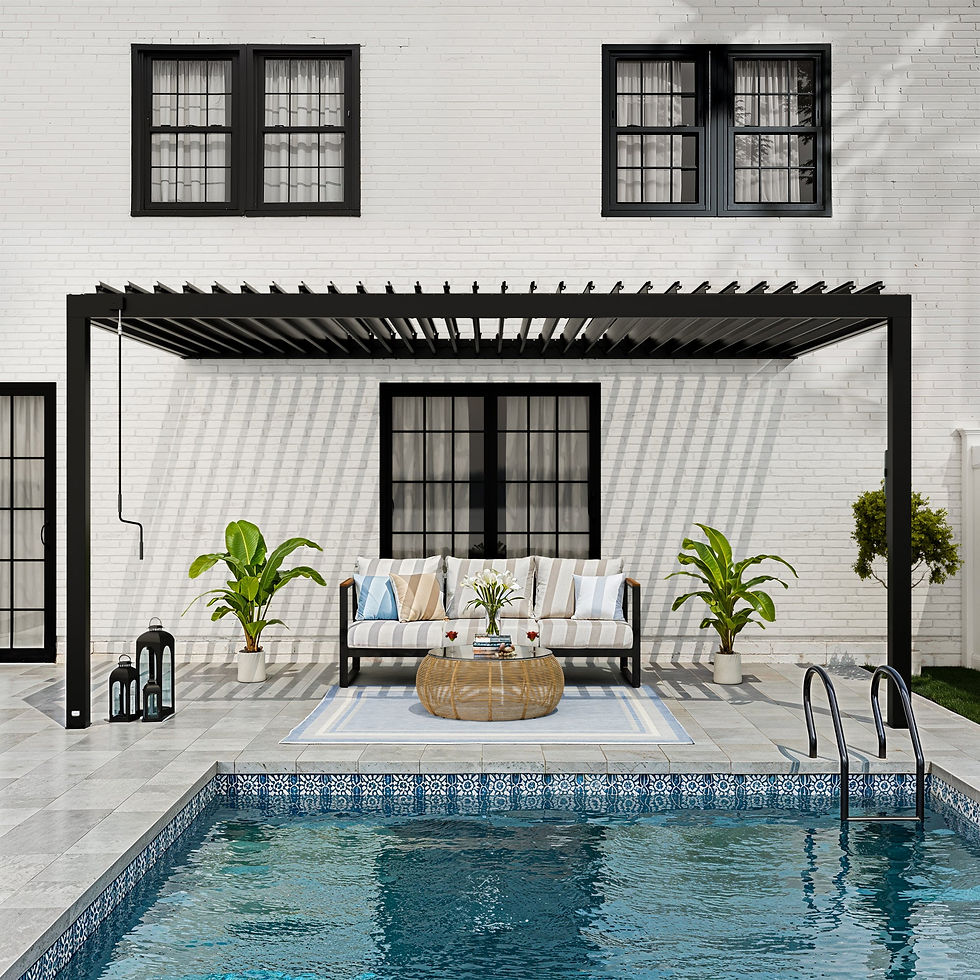Thumbnail: 16x10 Evanston Wall Mounted Louvered Pergola - Backyard Discovery