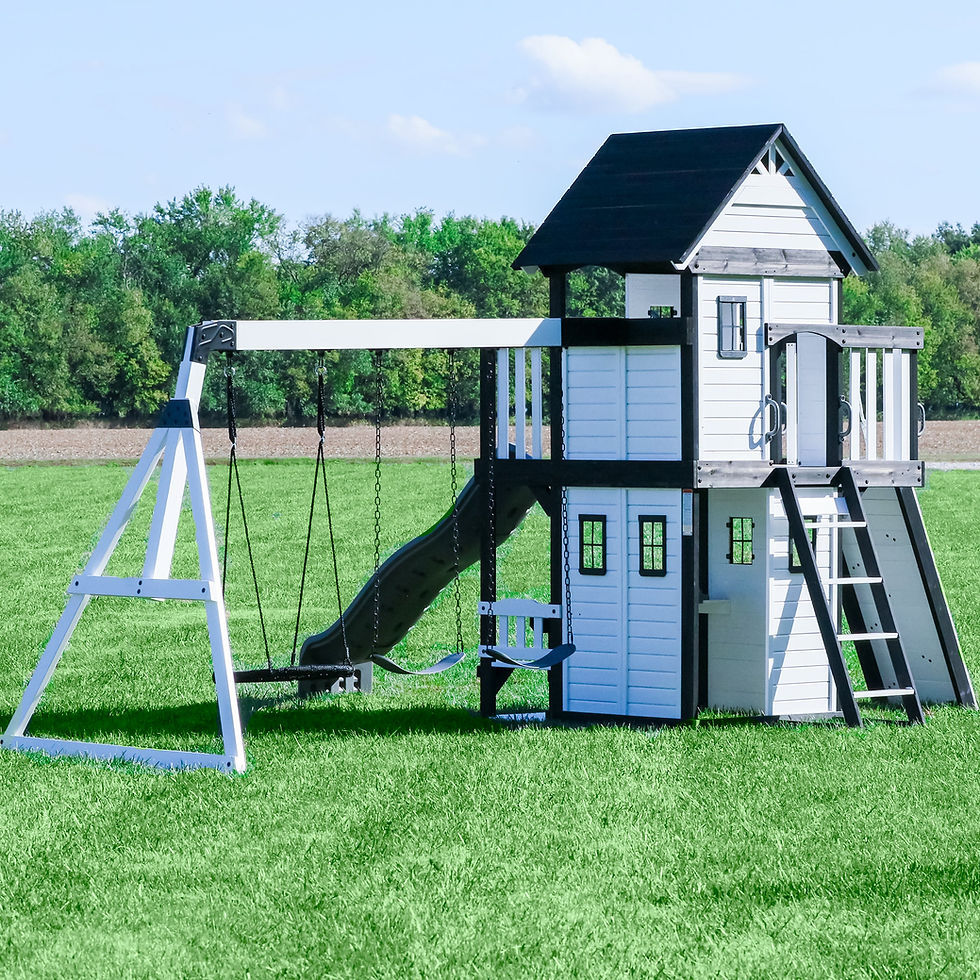 Thumbnail: Canyon Creek Swing Set – White - Backyard Discovery