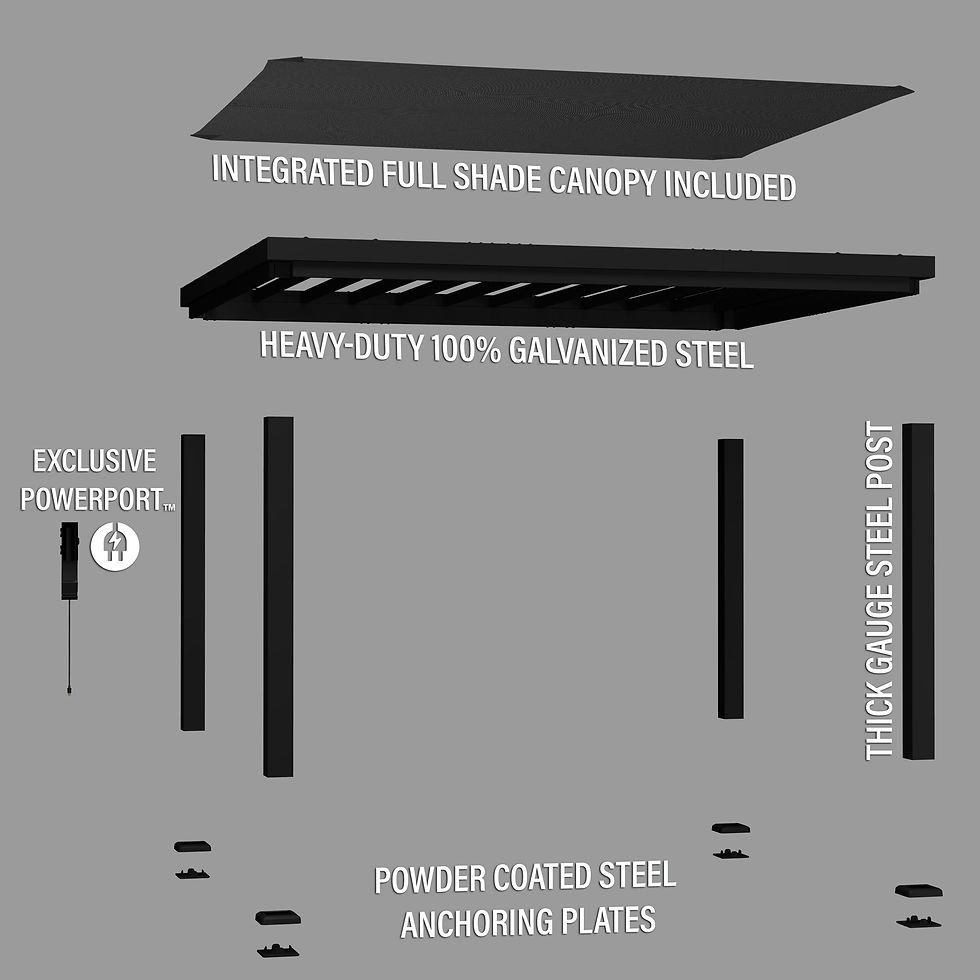 Thumbnail: 14x12 Trenton Modern Steel Pergola With Sail Shade Soft - Backyard Discovery