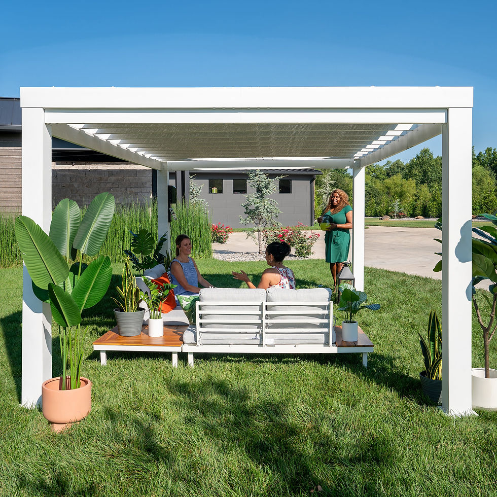 Thumbnail: 14x10 Windham Modern Steel Pergola With Sail Shade Soft - Backyard Discovery